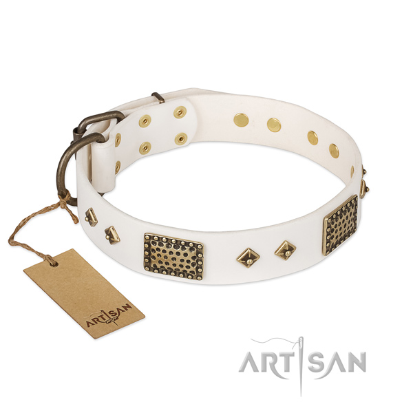 Convenient leather dog collar for comfy wearing