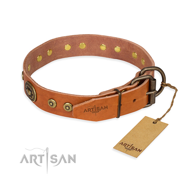 Genuine leather dog collar made of best quality material with rust-proof embellishments