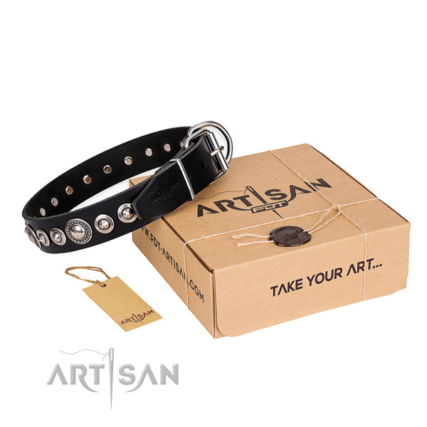 Top notch full grain genuine leather dog collar