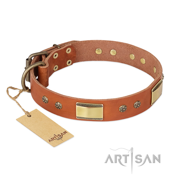 Perfect fit natural genuine leather collar for your doggie