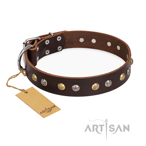 Comfortable wearing top notch dog collar with rust-proof D-ring