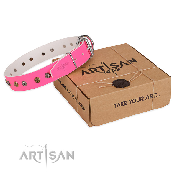 Comfortable wearing dog collar with Remarkable durable decorations