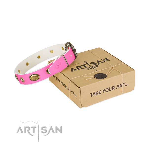 Amazing full grain natural leather collar for your attractive pet