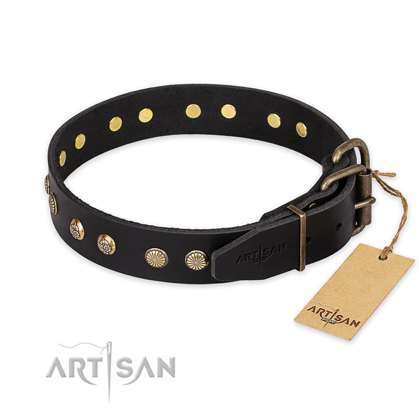 Rust-proof buckle on full grain genuine leather collar for your impressive pet