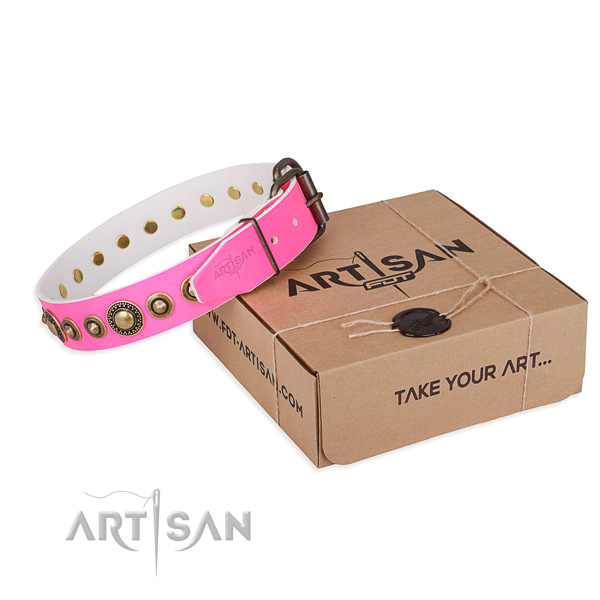 Soft to touch full grain genuine leather dog collar made for basic training