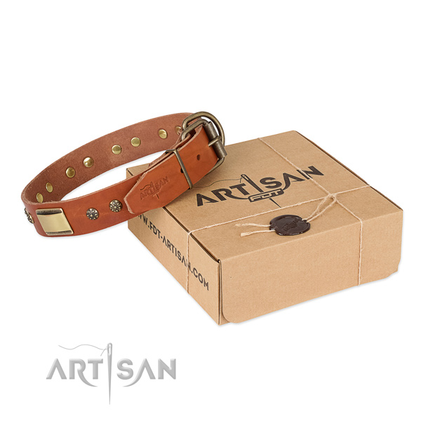 Trendy full grain genuine leather collar for your attractive pet