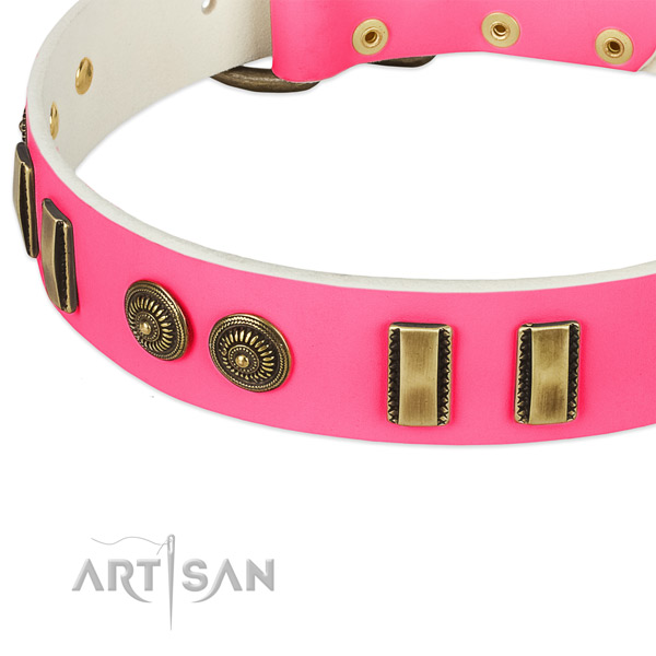Rust resistant fittings on full grain genuine leather dog collar for your doggie