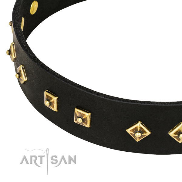 Convenient full grain leather collar for your handsome dog