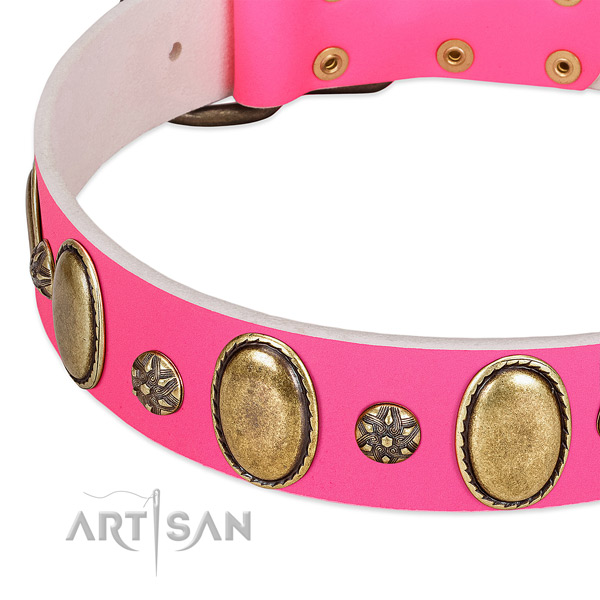 Best quality full grain leather dog collar with corrosion proof fittings