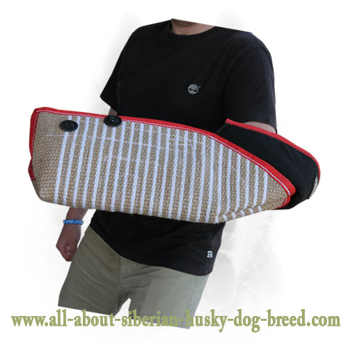 Reliable bite dog jute sleeve with velcro straps