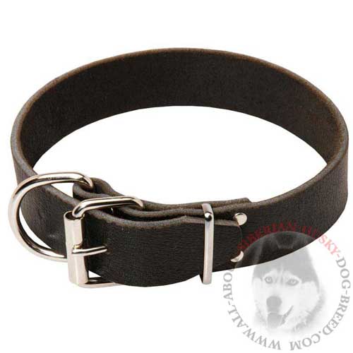 Adjustable Leather Buckle Siberian Husky Collar for Daily Wear