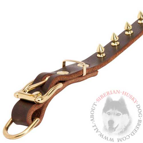 Brown Leather Collar for Siberian Husky