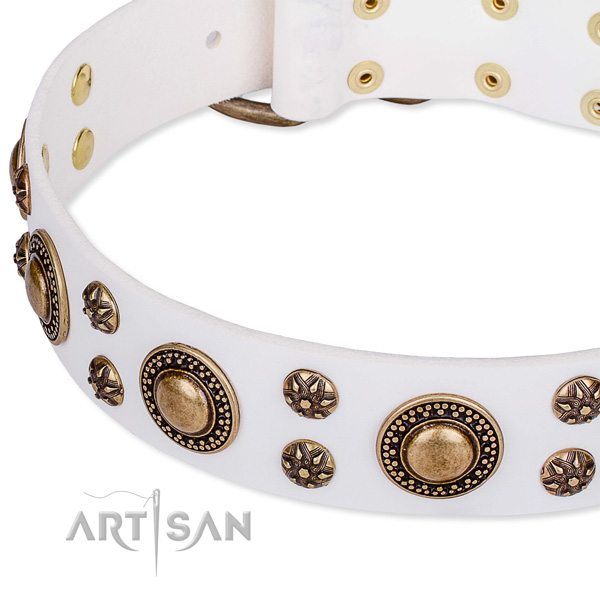 Leather dog collar with exquisite adornments