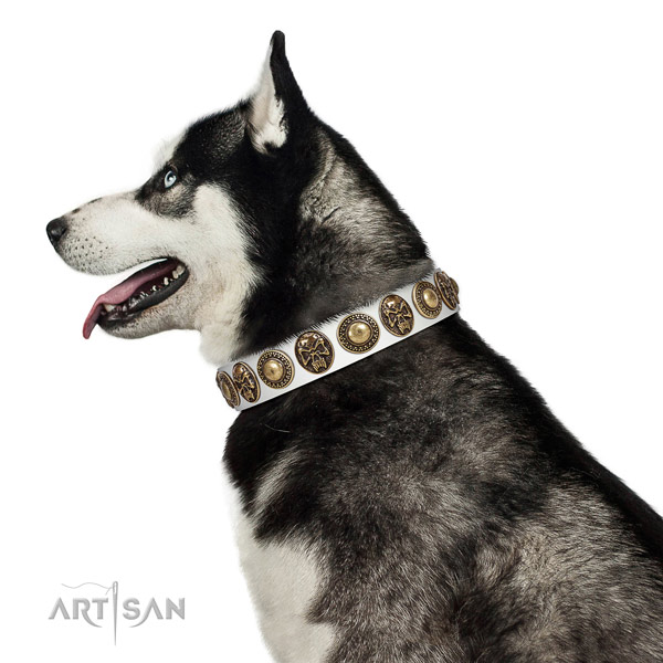 Handmade full grain leather collar for your attractive dog