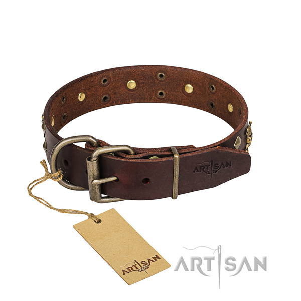 Leather dog collar with polished edges for comfy everyday wearing