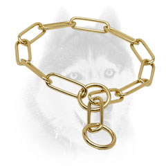 Strong Siberian Husky collar with fur-saving brass     links