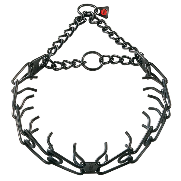 Black stainless steel pinch collar for poorly behaved dogs