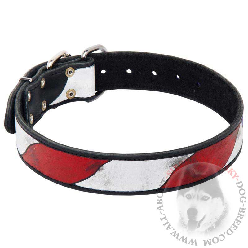 American Pride Handpainted Leather Siberian Husky Collar