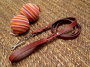 Decorated Leather Siberian Husky Leash with HS Scissor Type Snap Hook