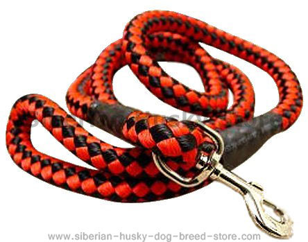 5 foot Round Nylon Leash With Brass Snap for Siberian Husky