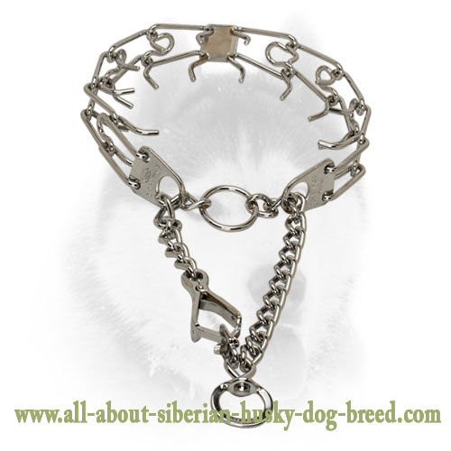 Chrome plated pinch prong collar with swivel and snap hook - 50106 (02) 1/8 inch (3.25 mm)