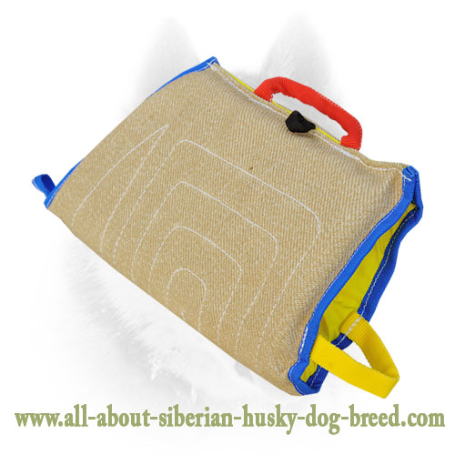 Jute Puppy Siberian Husky Bite Half Sleeve with a Handle