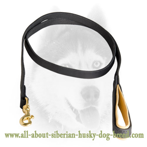 Extremely Comfortable Leather Nappa Padded Siberian Husky Leash