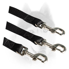 Nylon Siberian Husky lead with three brass snap hooks