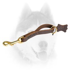 Short genuine leather Siberian Husky leash for utmost control