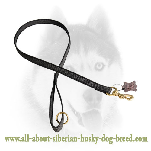 Siberian Husky Nylon Leash with Brass Snap Hook and O-ring