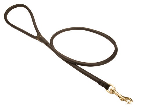 Strong leather round dog leash