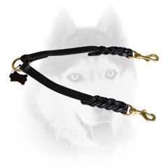 Leather Siberian Husky coupler for walking 2 dogs