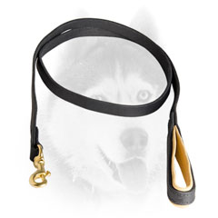 Quality long-servicing leather Siberian Husky leash