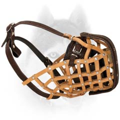 Leather basket Siberian Husky muzzle