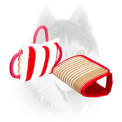 Jute bite pillow with replacable cover for Siberian Husky training