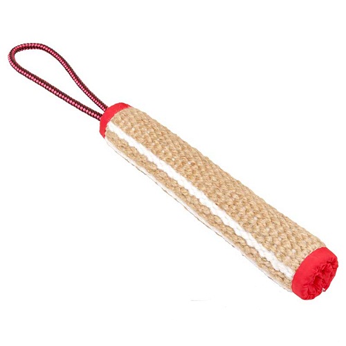 Siberian Husky jute bite tug with a handle