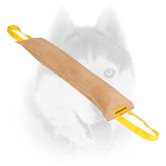 Quality Siberian Husky training tug of leather with handles